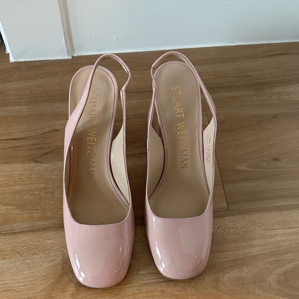Stuart Weitzman Blush Block Heel Slingbacks - Picture 2 of 7
